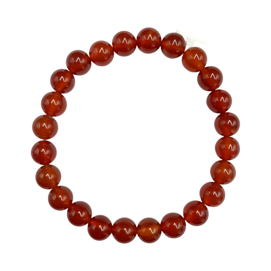 Pulsera Esferas de Cornalina Naranja Brillado - en forma de esfera