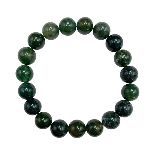 PULSERA ESFERAS DE ÁGATA VERDE MUSGOSO.