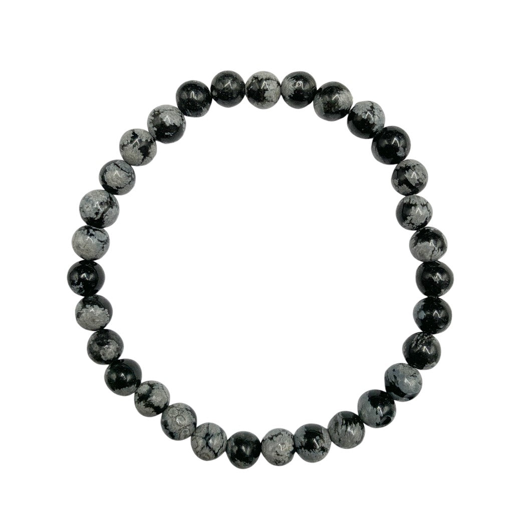 PULSERA ESFERAS DE OBSIDIANA NEVADA.