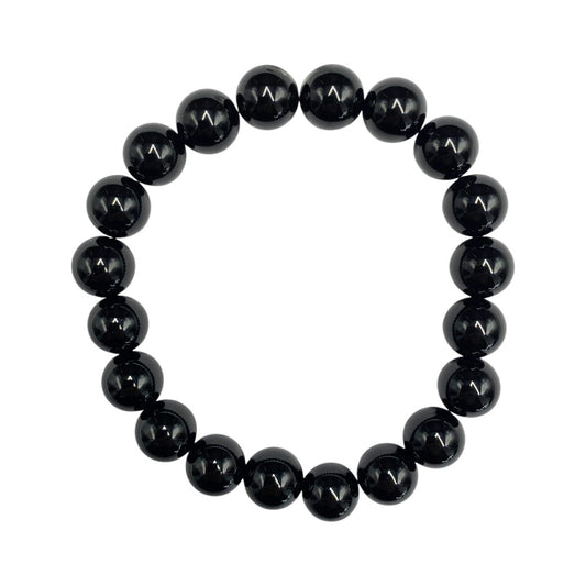 PULSERA ESFERAS DE ÓNIX NEGRO.