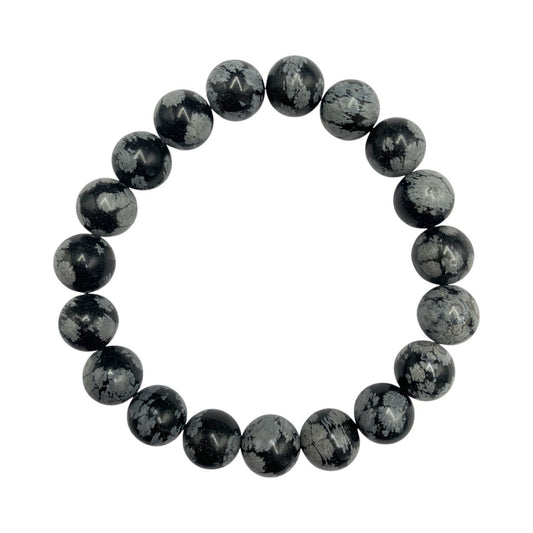 PULSERA ESFERAS DE OBSIDIANA NEVADA.