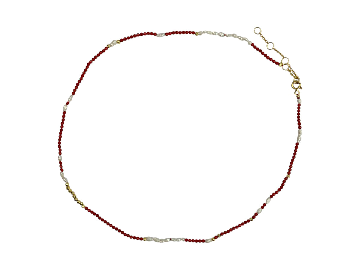Collar de Coral con Pirita - collar con dije