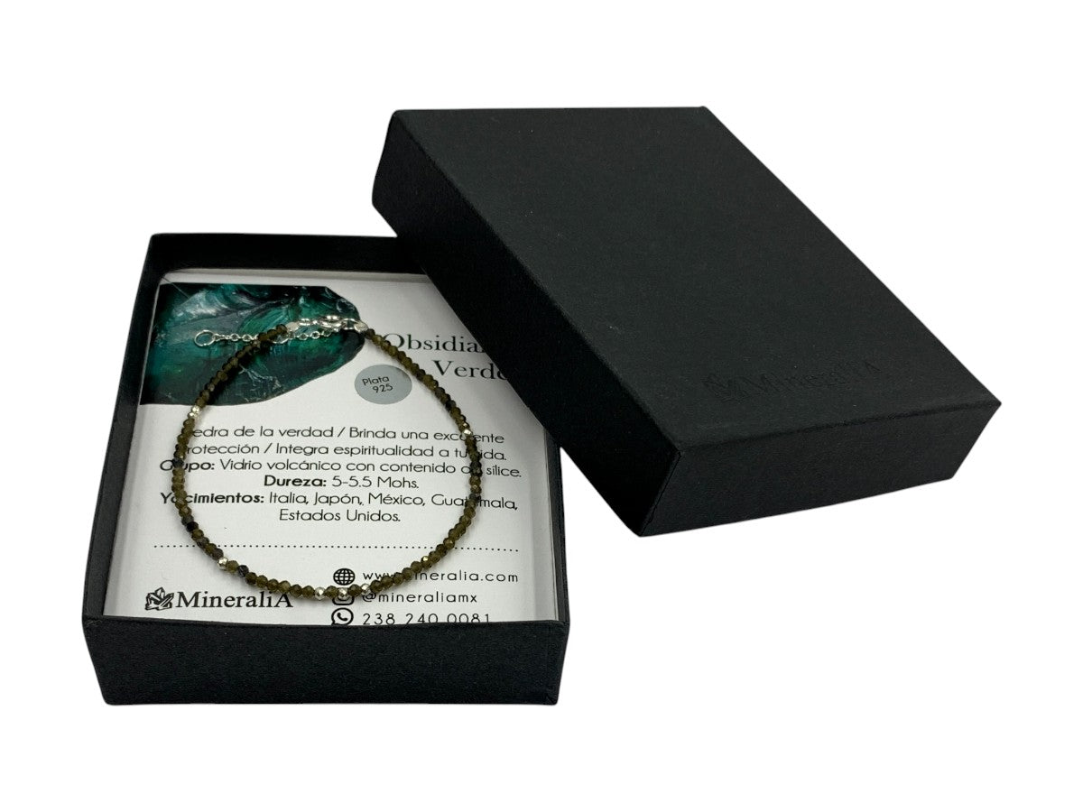 Pulsera de Obsidiana Verde - vista lateral