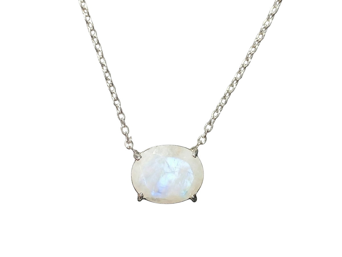COLLAR DE PLATA .925 CENTRO PIEDRA LUNA