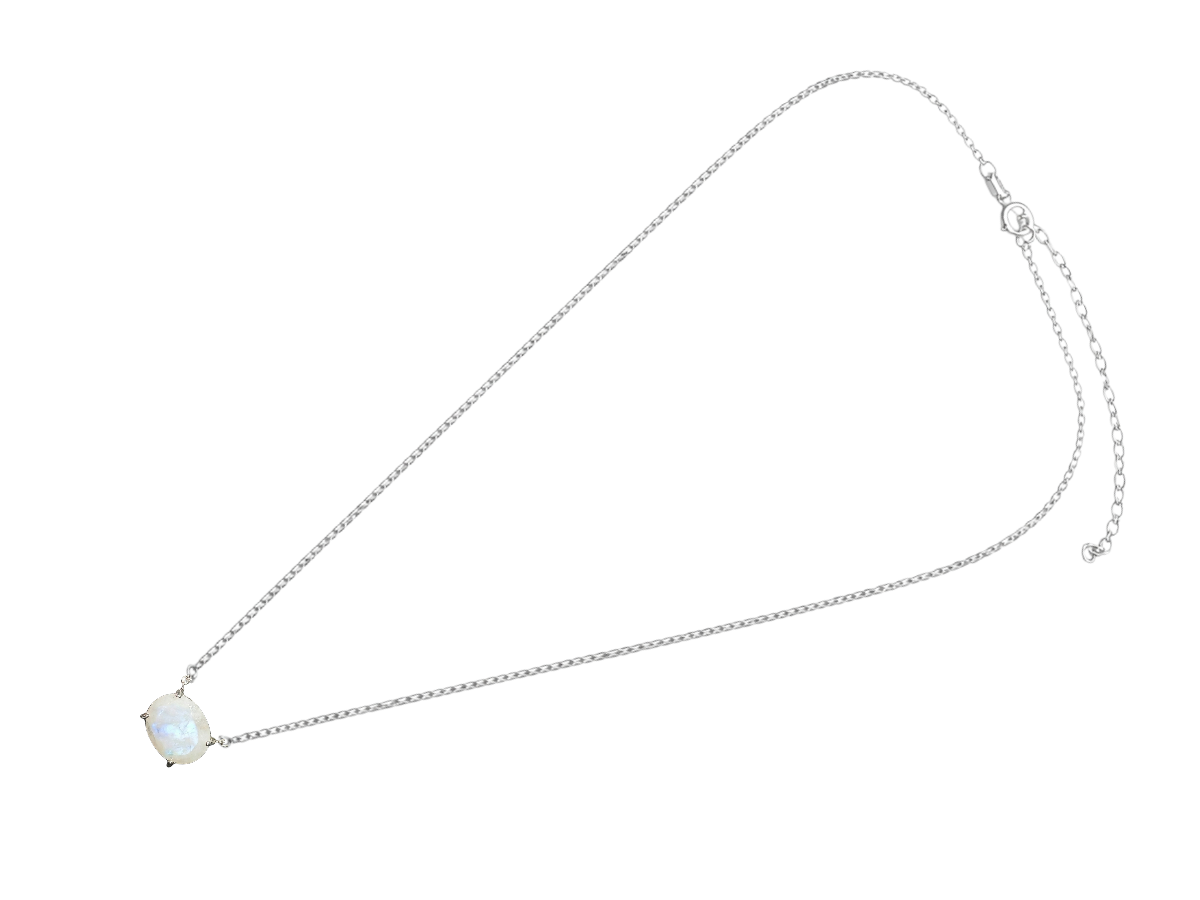 Collar de Plata .925 Centro Piedra Luna - vista lateral