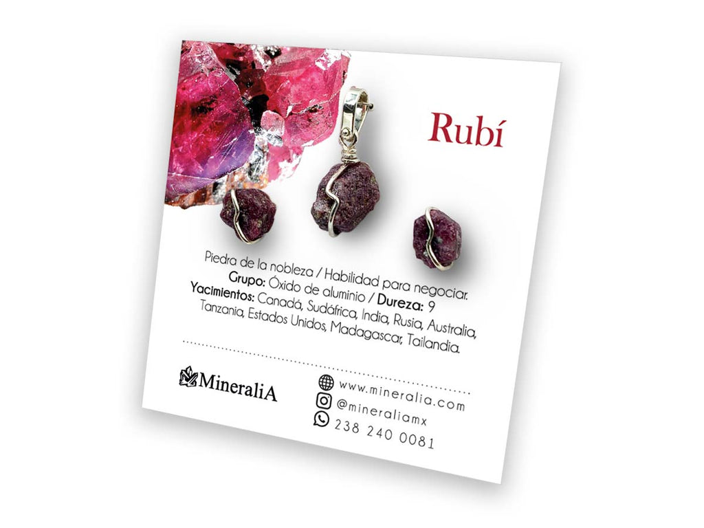 Set Dije y Aretes de Rubí en Plata .925 - vista lateral