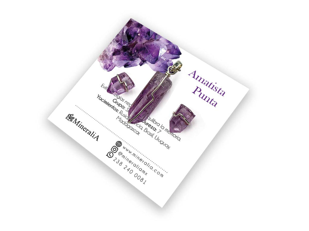 Set Dije y Aretes Punta de Amatista en Plata .925 - vista lateral