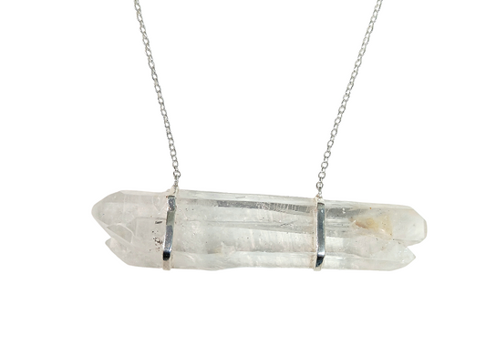 COLLAR DE PLATA .925 PUNTA CUARZO COLOMBIANO