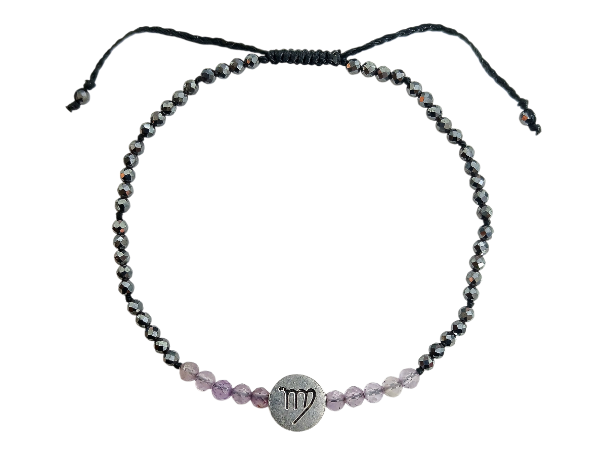 Pulsera del Zodiaco Virgo con Espinela y Amatista - pulsera de piedras