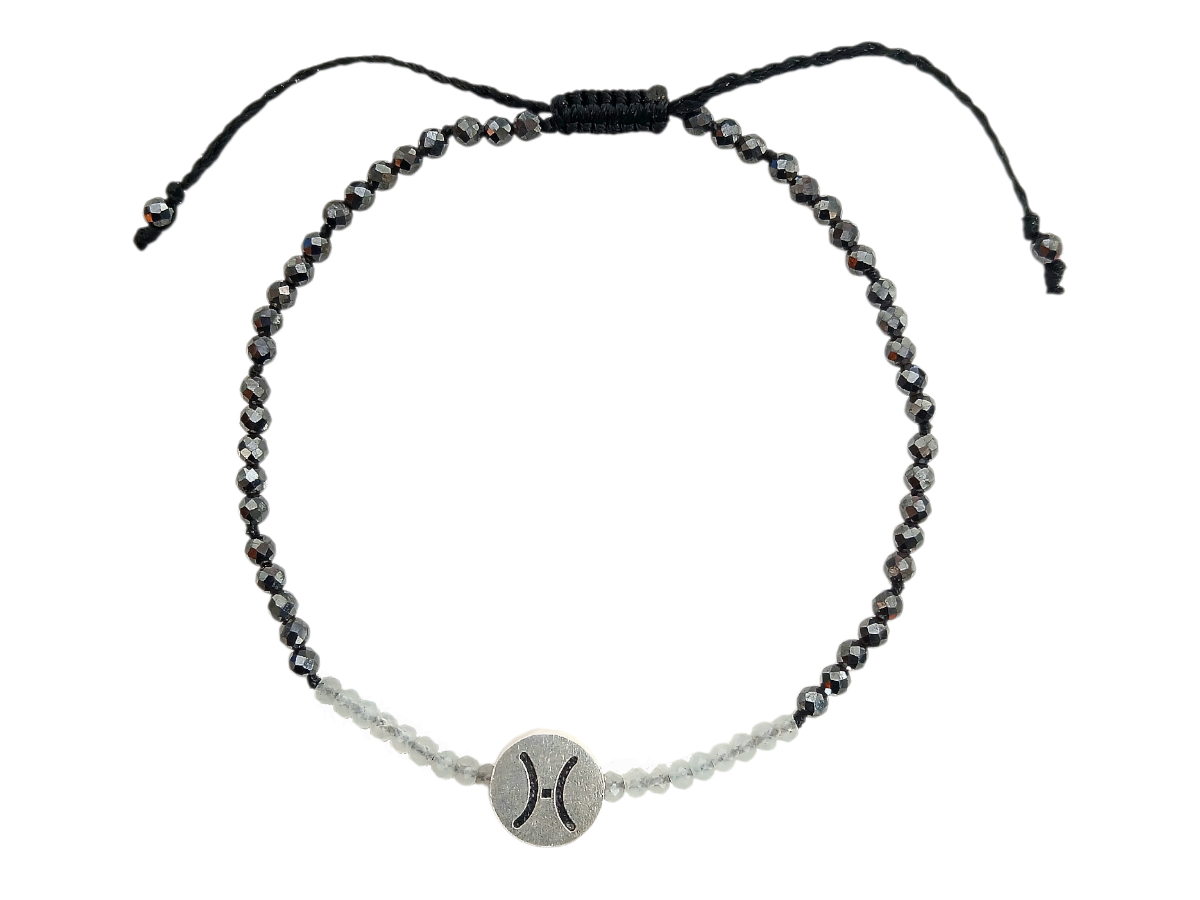 Pulsera del Zodiaco Piscis con Acerina y Aguamarina - pulsera de piedras