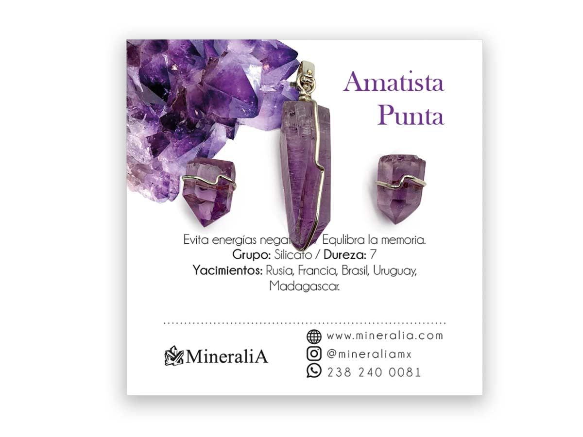 Set Dije y Aretes Punta de Amatista en Plata .925 - en punta natural