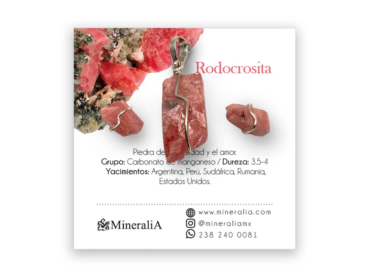 Set Dije y Aretes de Rodocrosita en Plata .925 - pieza en plata .925