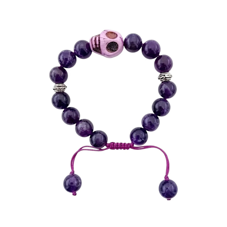 PULSERA DE AMATISTA CON CENTRO DE CRÁNEO