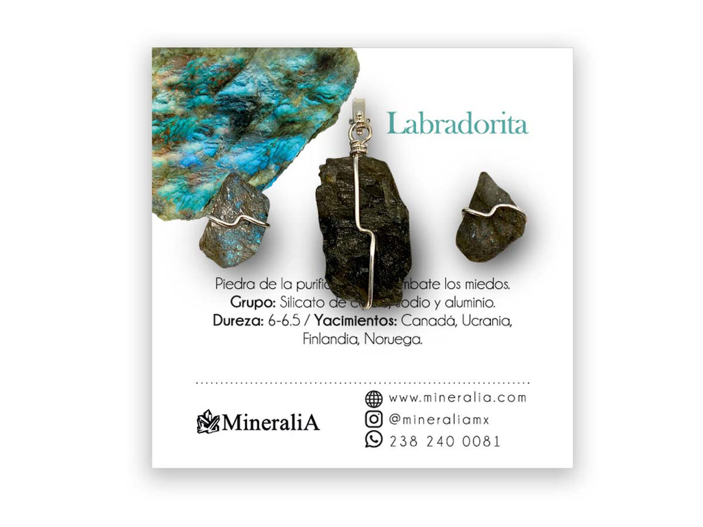 Set Dije y Aretes de Labradorita en Plata .925 - pieza en plata .925