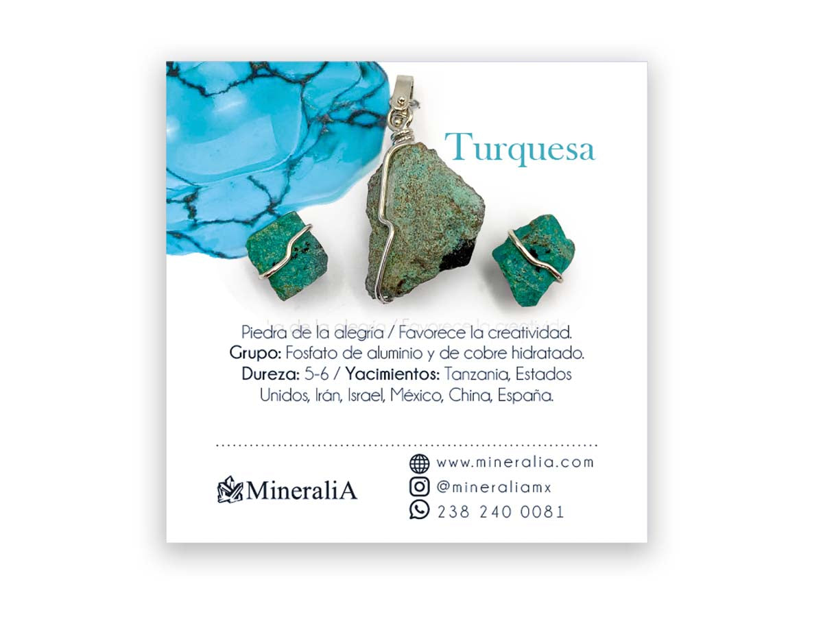 Set Dije y Aretes de Turquesa en Plata .925 - pieza en plata .925