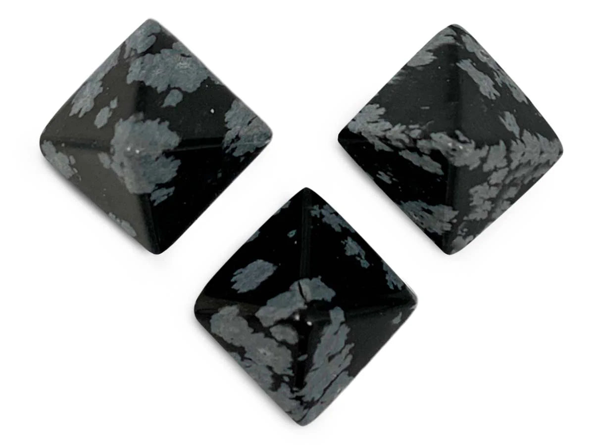 Set de Tres Pirámides Mini de Obsidiana Nevada en Punta - vista lateral