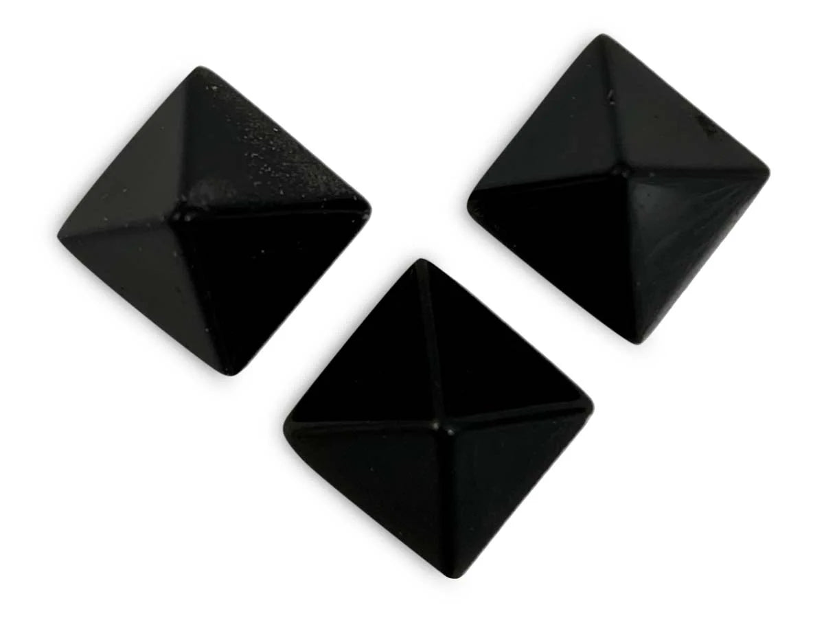 Set de Tres Pirámides de Obsidiana Negra en Punta Mini - vista lateral