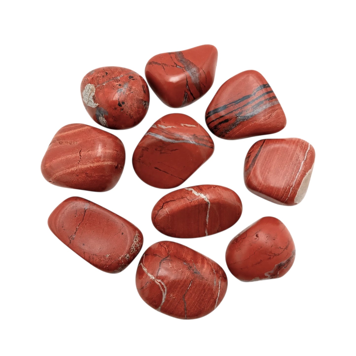 Tamborileado de Jaspe Rojo Sardo 10 Piezas