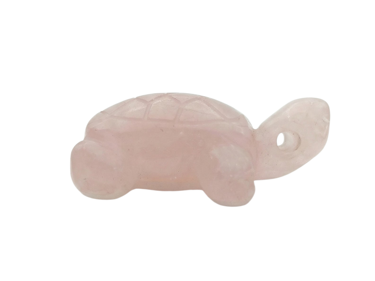 Tortuga de Cuarzo Rosa - tallada en forma de tortuga