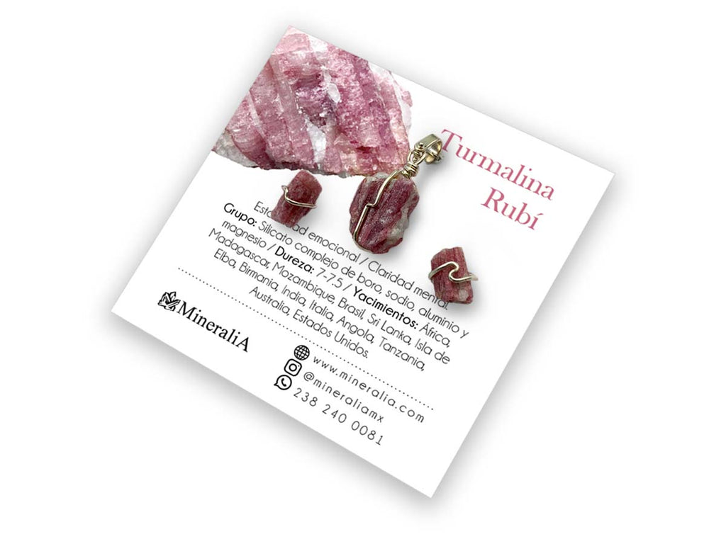 Set Dije y Aretes de Turmalina Rubí en Plata .925 - vista lateral