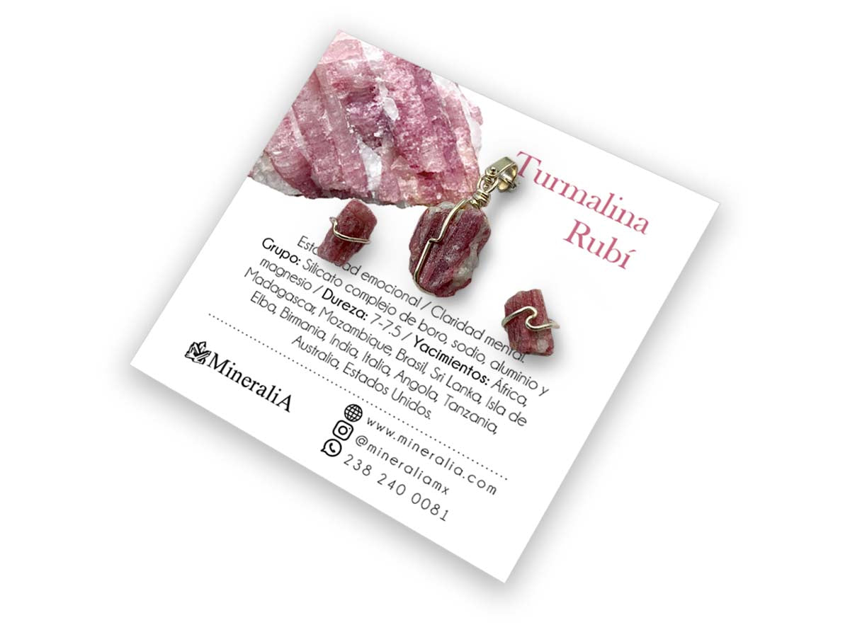 Set Dije y Aretes de Turmalina Rubí en Plata .925 - vista lateral