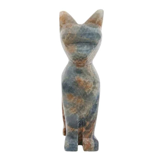 FIGURA GATO DE ÓNIX AZUL BRILLADO