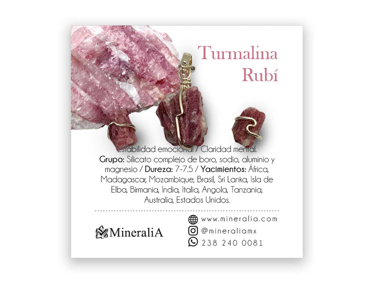 Set Dije y Aretes de Turmalina Rubí en Plata .925 - pieza en plata .925