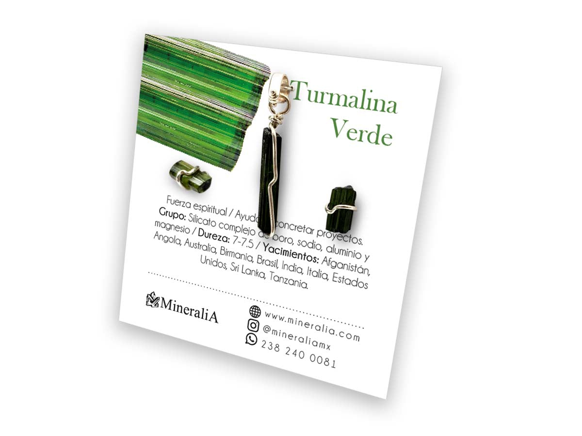 Set Dije y Aretes de Turmalina Verde en Plata .925 - vista lateral