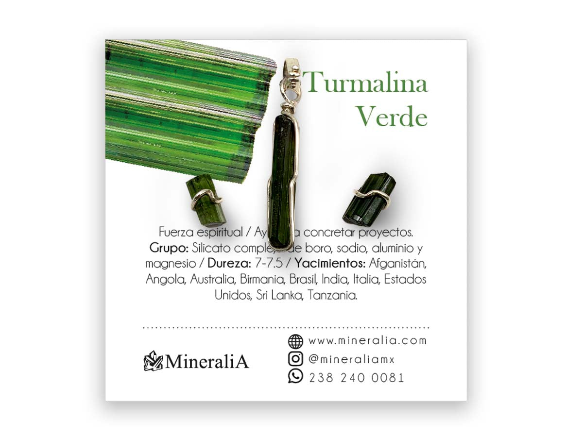 Set Dije y Aretes de Turmalina Verde en Plata .925 - pieza en plata .925