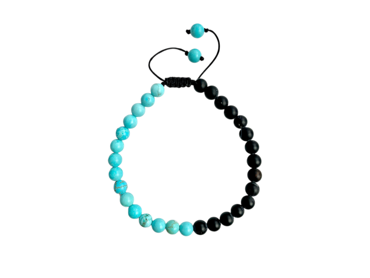 Pulsera Chakras "vishuda" Ágata Mate y Howlita Azul - pulsera de piedras