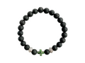 Pulsera para Caballero de Piedra Volcánica con Cruz Jaspe Verde - pulsera de piedras