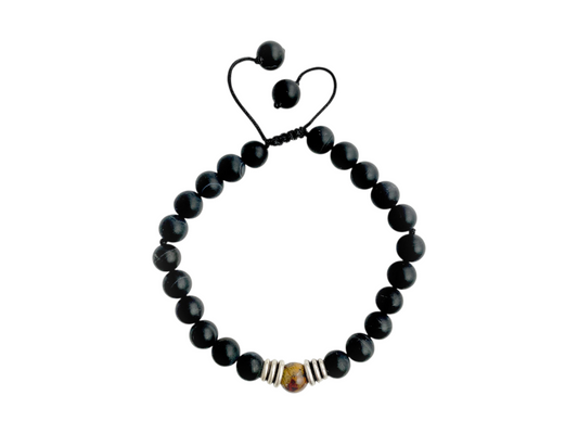 PULSERA CABALLERO ÁGATA NEGRA.