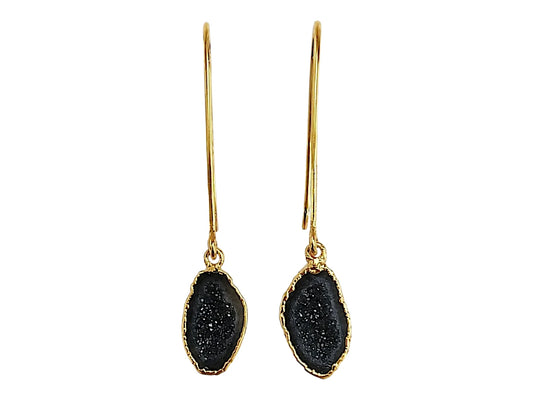 ARETE PAR GEODA ELECTROFORMADA EN BAÑO DORADO