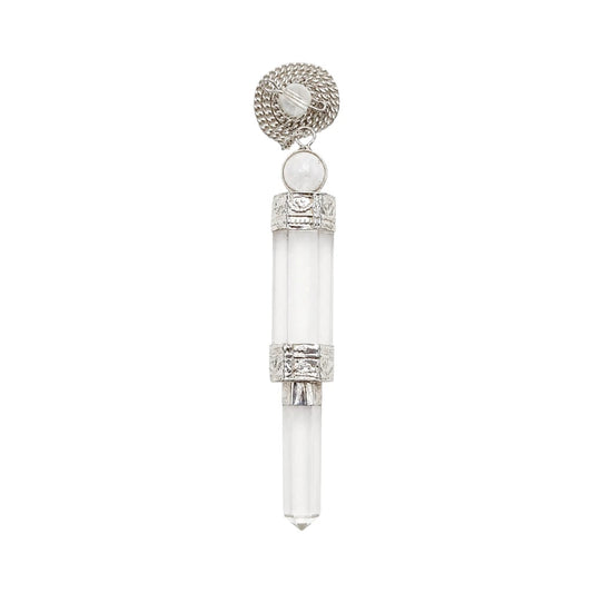 PÉNDULO DE CUARZO BLANCO CON PUNTA DE CUARZO