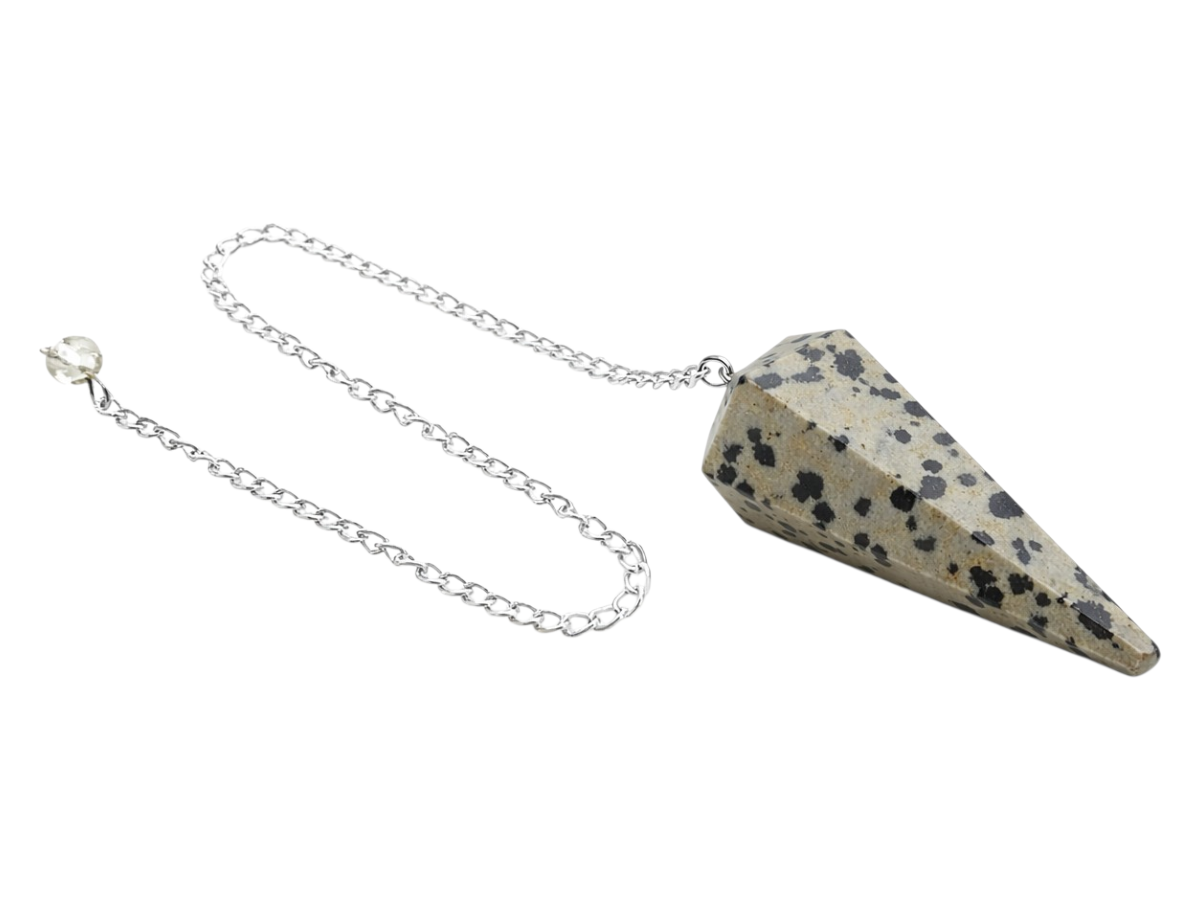 PÉNDULO DE JASPE DALMATA FACETADO