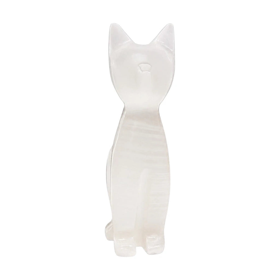 Figura Gato de Ónix Blanco Grande - pieza natural | Mineralia