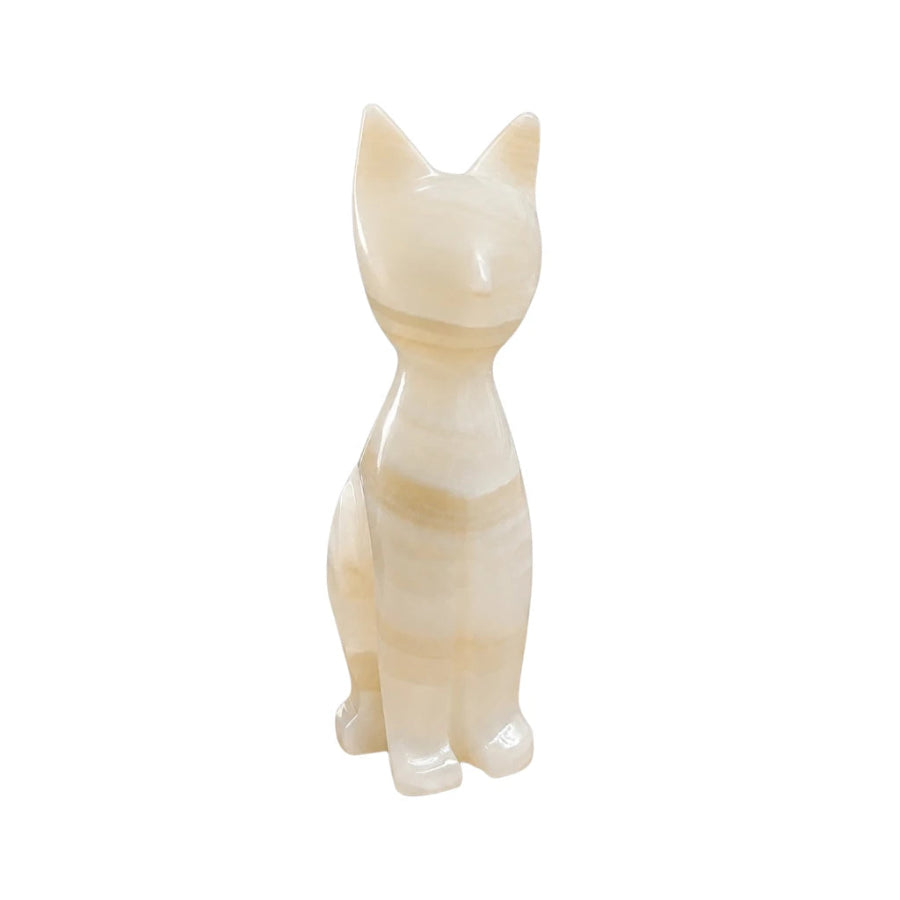Figura Gato de Ónix Ámbar Grande - pieza natural | Mineralia