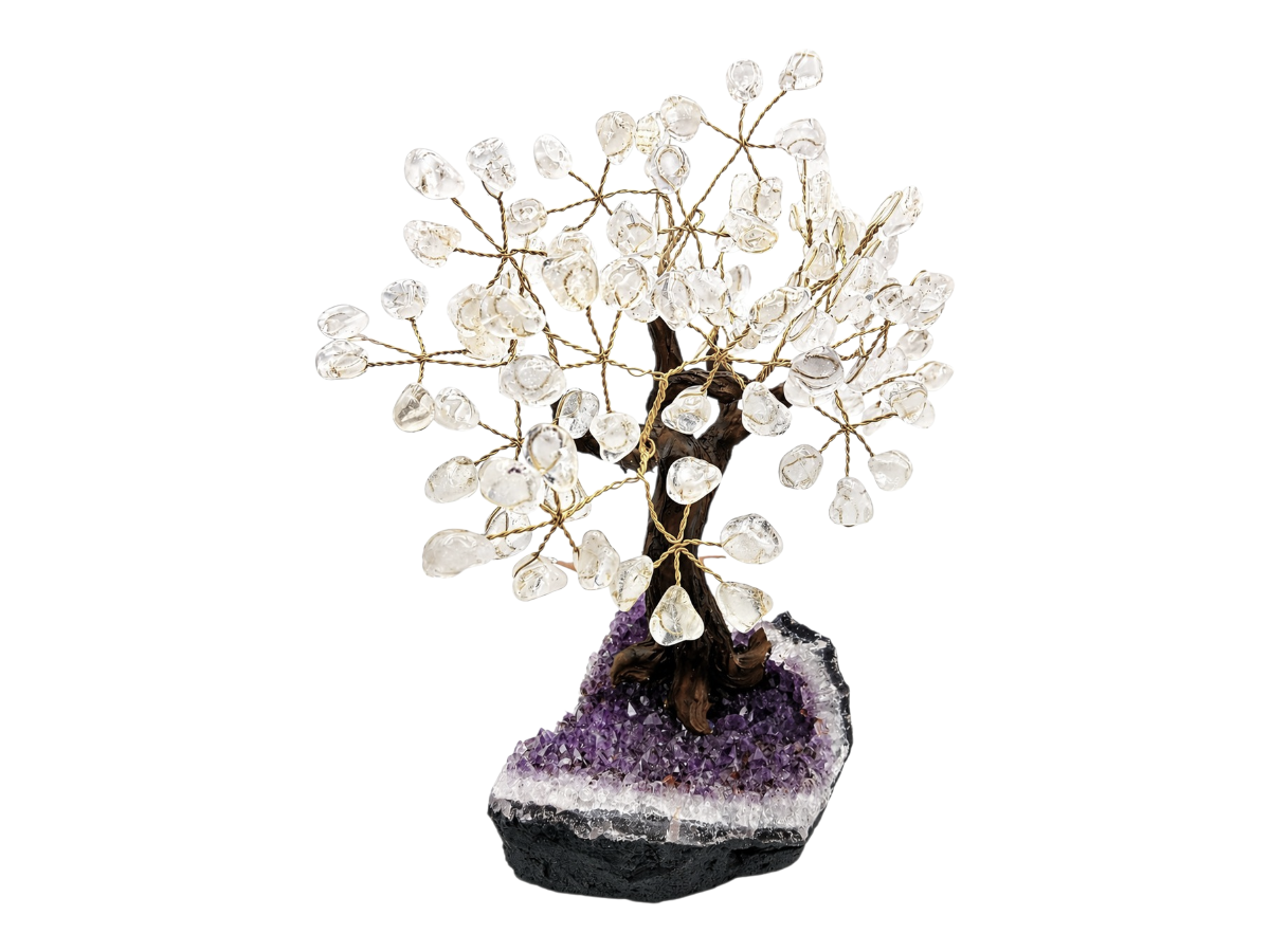 Árbol Bonsái de Cuarzo Blanco de - vista lateral