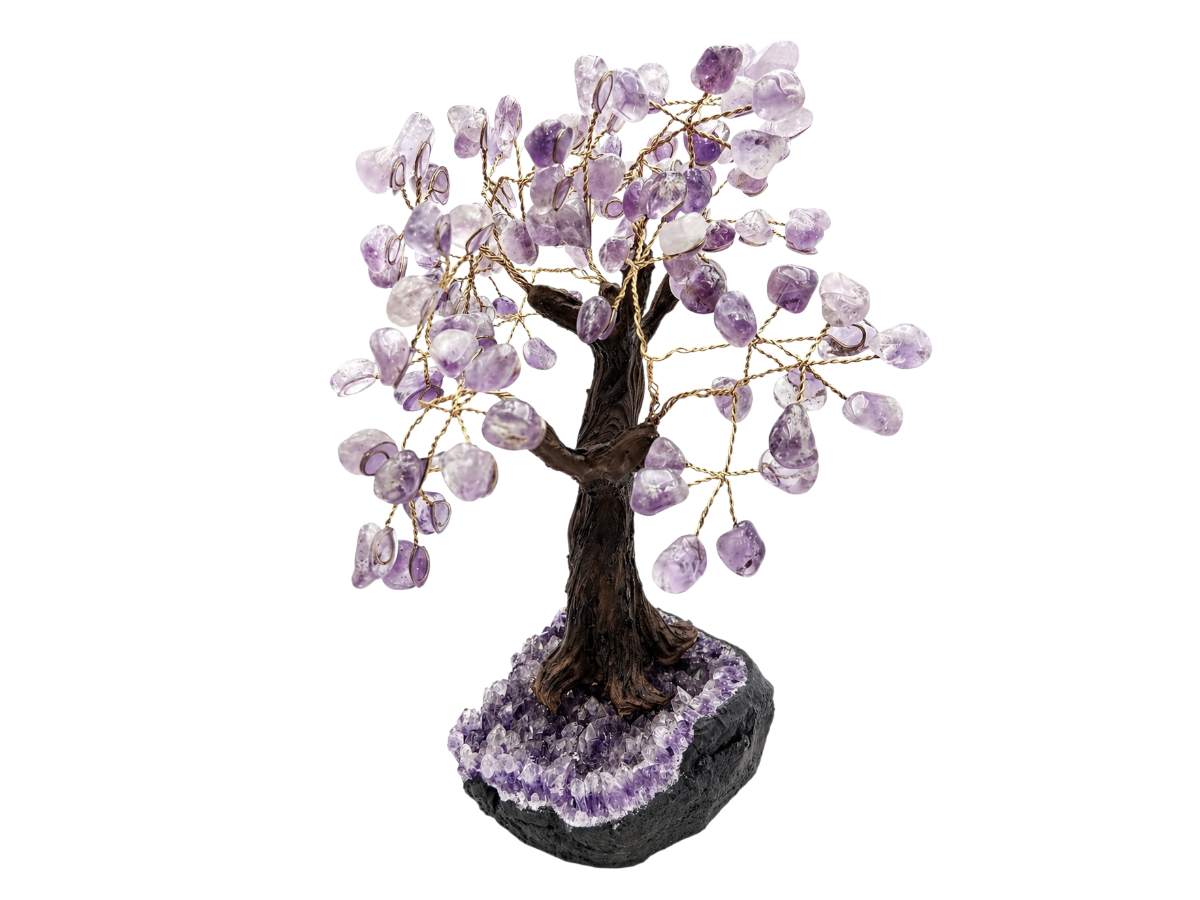 Árbol Bonsái de Cuarzo Amatista de - vista lateral