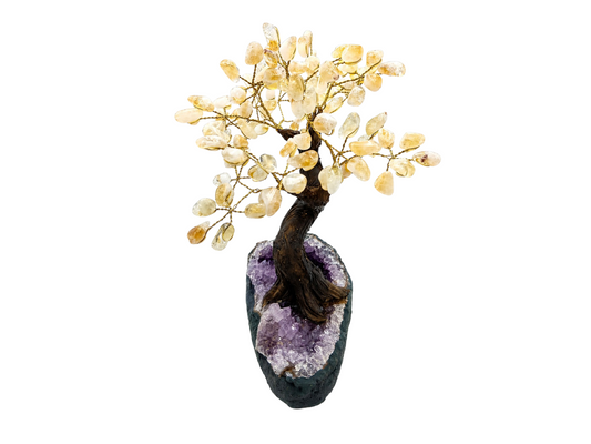 ÁRBOL BONSÁI DE CUARZO CITRINO DE 30 CM