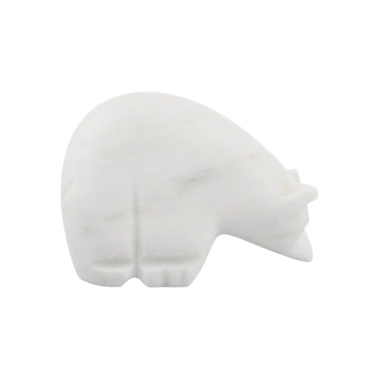 FIGURA OSO POLAR DE MÁRMOL BLANCO BRILLADO