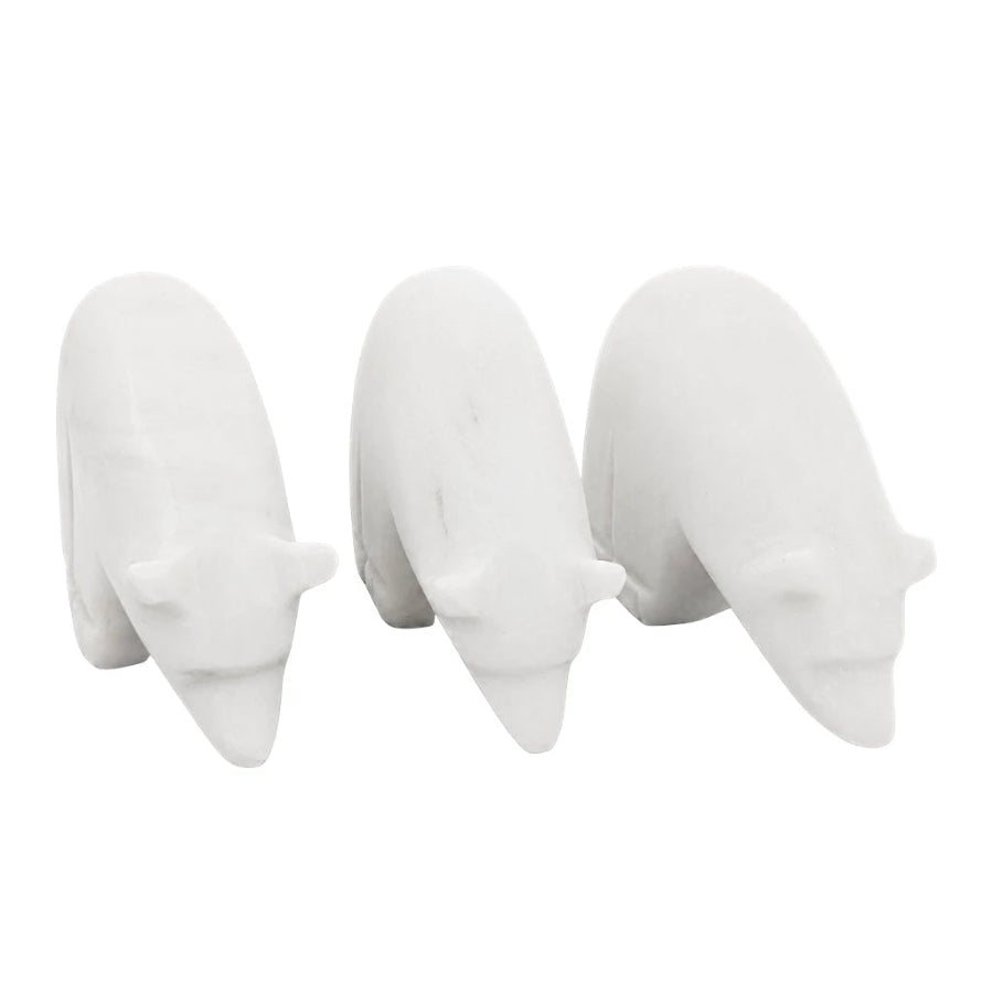 Figura Oso Polar de Mármol Blanco Brillado - vista lateral