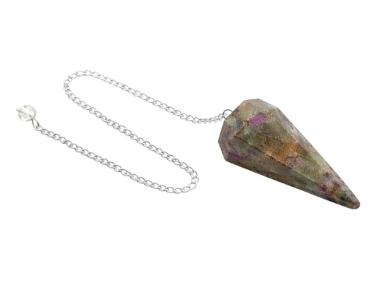 PÉNDULO DE ZOISITA RUBI FACETADO