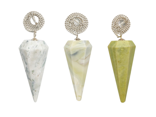 PÉNDULO DE JASPE VERDE MOTEADO FACETADO