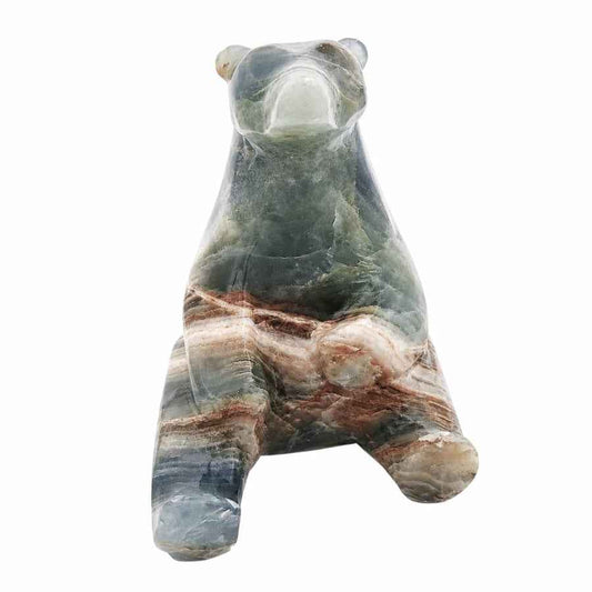 FIGURA OSO SENTADO DE ÓNIX AZUL PULIDO