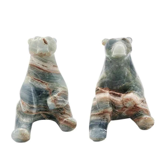 FIGURA OSO SENTADO DE ÓNIX AZUL PULIDO