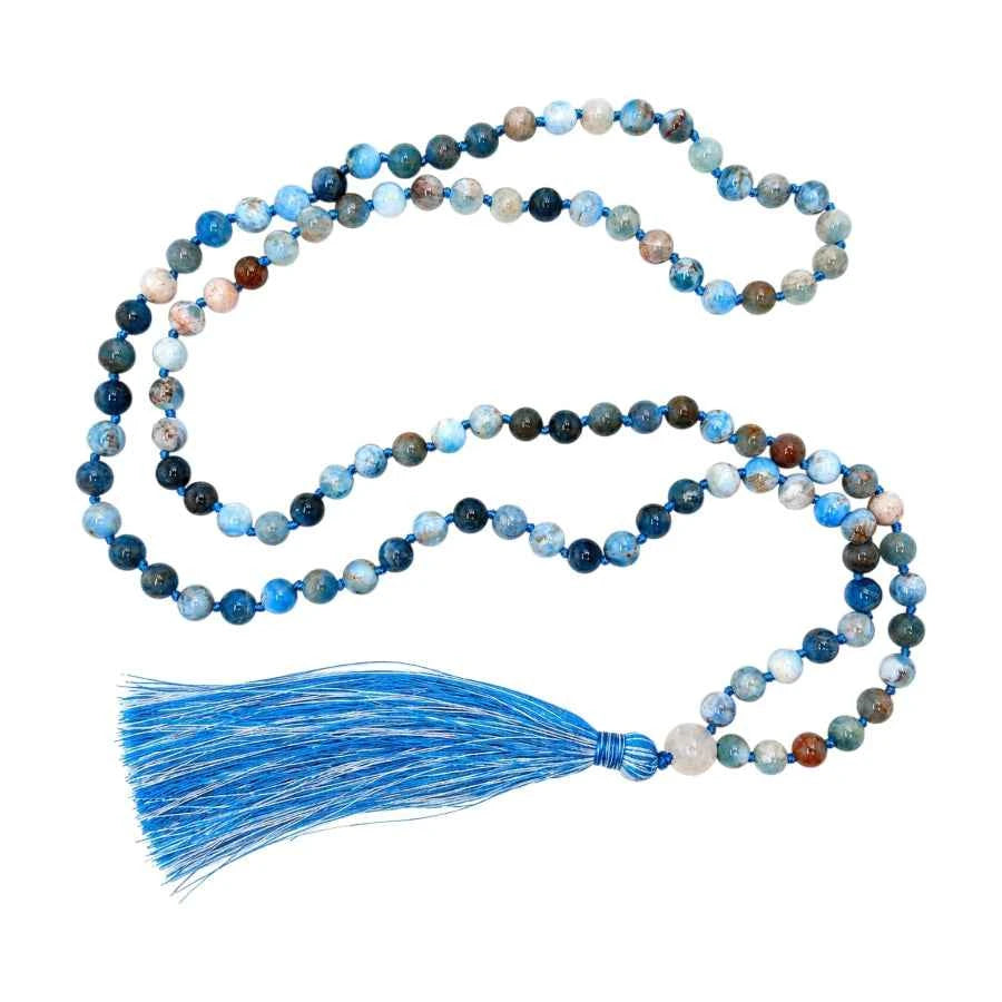 JAPA MALA: COLLAR DE ÁGATA AZUL
