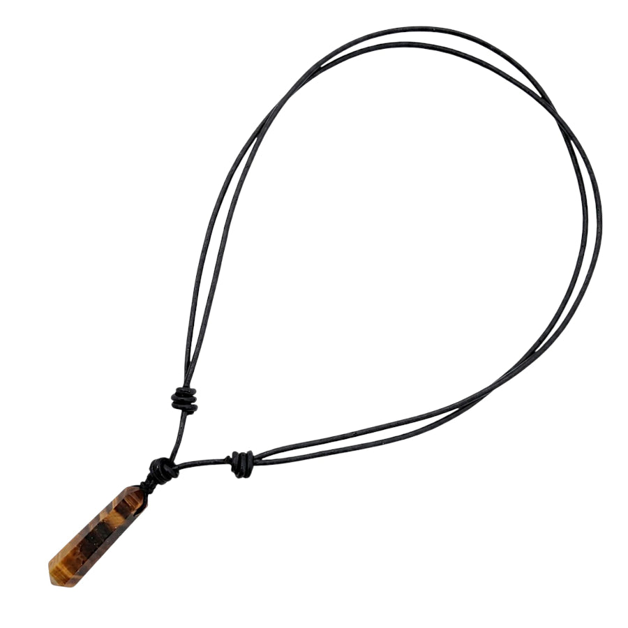 COLLAR CORTO CUERITO CENTRO OJO DE TIGRE