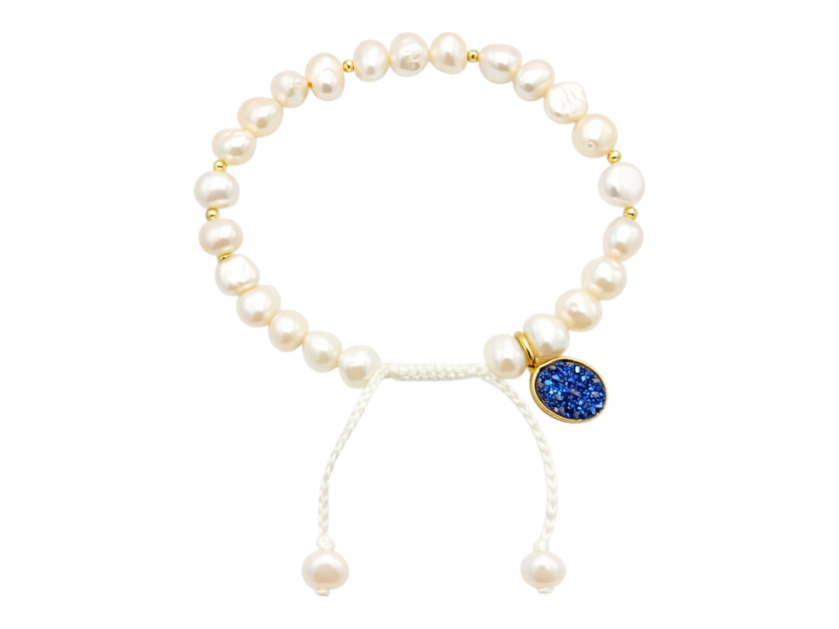 PULSERA DE PERLAS CUARZO TITANIO