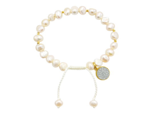 PULSERA DE PERLAS CUARZO TITANIO